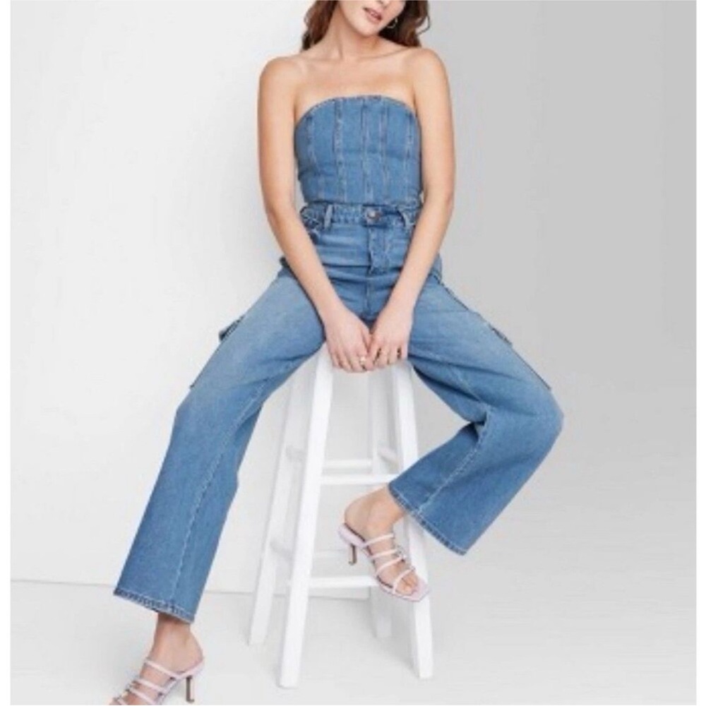 Target denim cargo jumpsuit
